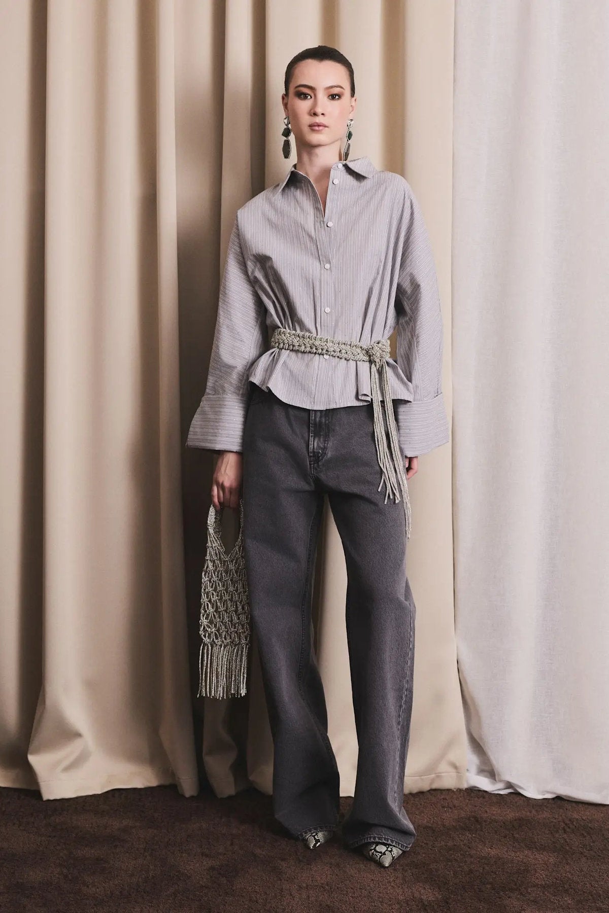Iben Atari Embellished Shirt Grey